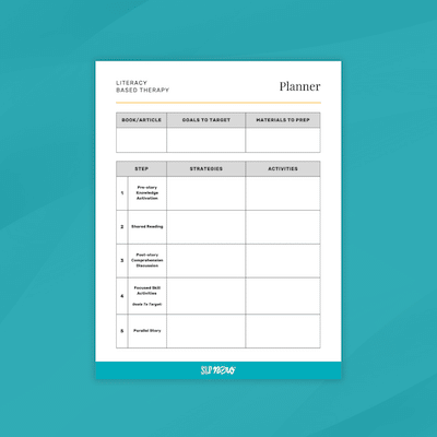 2. 1-Page Literacy Based Therapy Planner